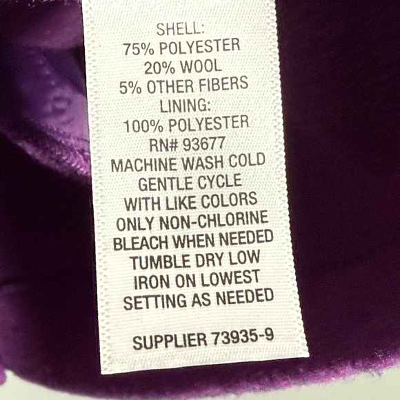 Liz Claiborne XL Coat Womens Wool Single Breasted Mid Length Jacket Purple - Picture 4 of 8